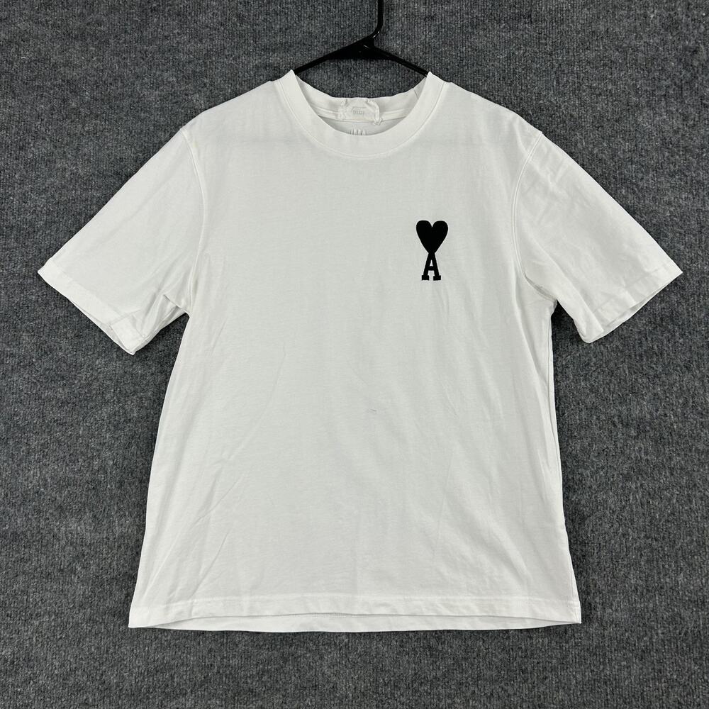 Ami Shirt Mens Small White Ami De Coeur Heart Logo Tee Casual Luxury Streetwear